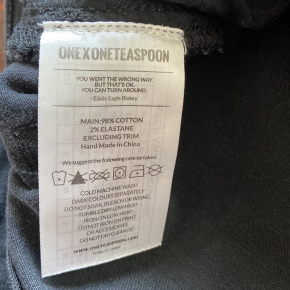 ONE Teaspoon Harlets High Rise Long Rise Fitted Twisted Cuff Hem Black Size 27 - Picture 9 of 12